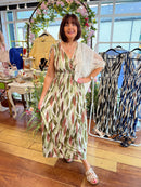 * Pre Order* Magic Bay Leaf Print Maxi Dress - Olive Green