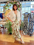 * Pre Order* Magic Bay Leaf Print Maxi Dress - Olive Green