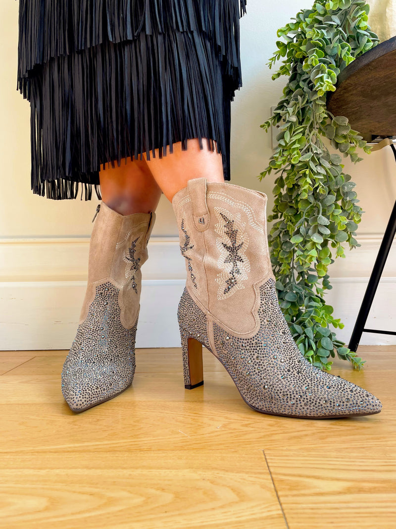 Una Healy Crystal & Embroidery Boot Taupe - Urban Nature Rainmaker