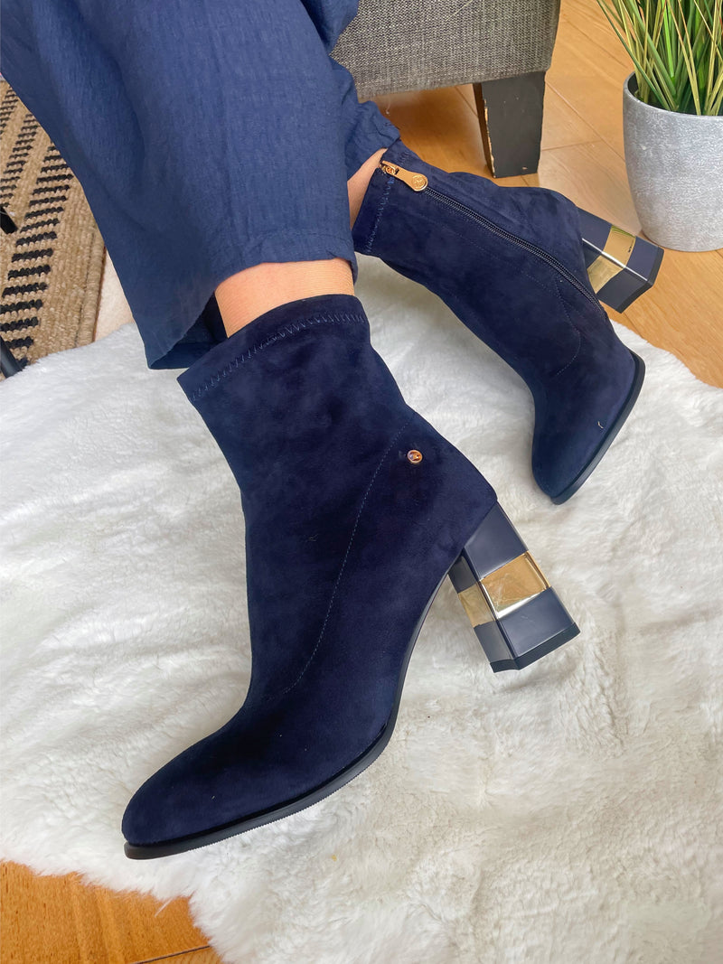 Zanni & Co Navy Sock Boot Cobalt