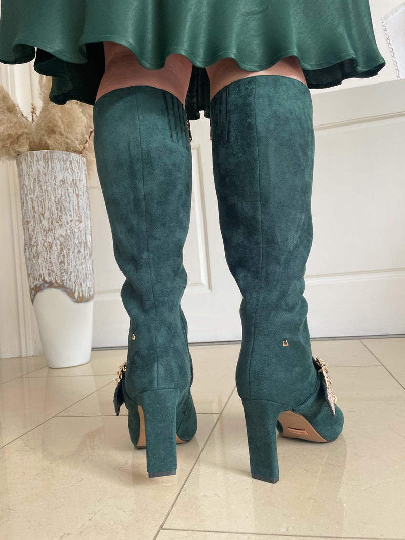 Una Healy Crystal Adorned Knee High Boot - Emerald Oasis l Loved A Woman