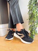 XTI Black Tweed Vegan Comfort Tech Trainers 143379