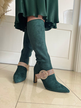 Una Healy Crystal Adorned Knee High Boot - Emerald Oasis l Loved A Woman