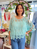 Mallory Crochet Cape Top - Mint