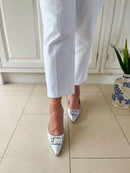 Una Healy “Lucky day" Sling-Back Kitten Heels - Silver