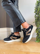 XTI Black Tweed Vegan Comfort Tech Trainers 143379