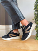 XTI Black Tweed Vegan Comfort Tech Trainers 143379