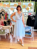 Marley Cami with Pearl Scarf - Blue