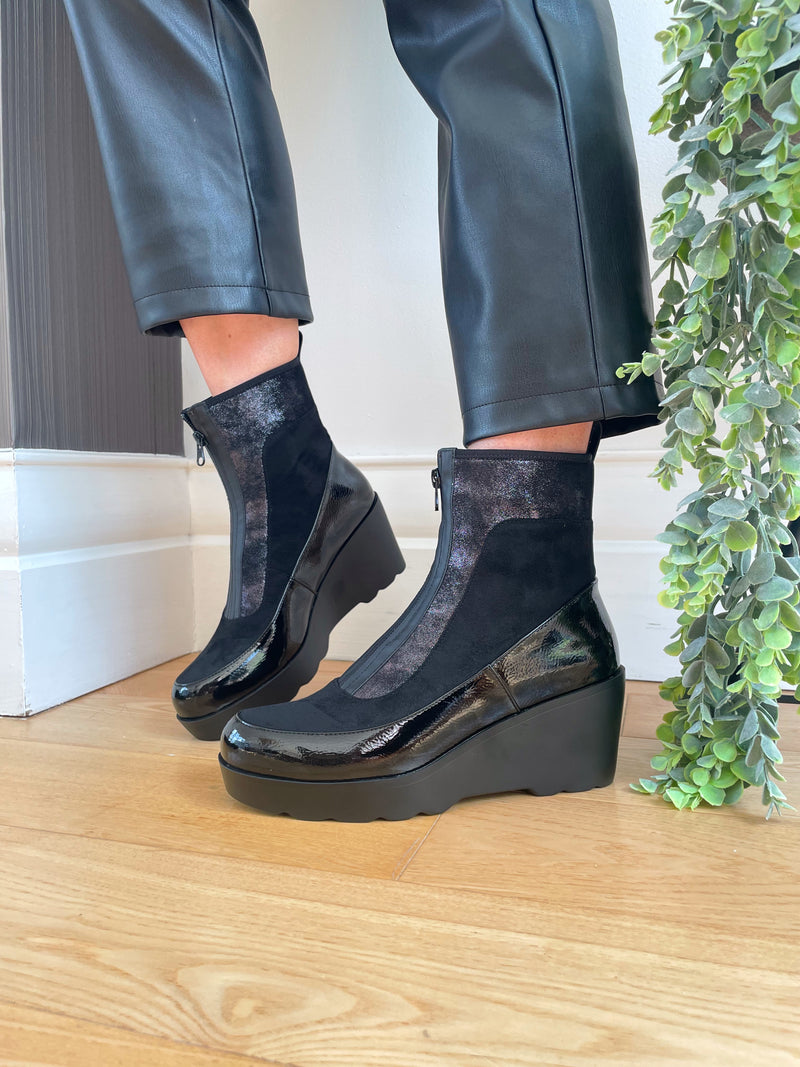 Black suede wedges ankle boots online