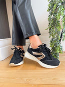 XTI Black Tweed Vegan Comfort Tech Trainers 143379