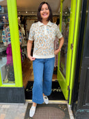 Judy Leopard Print Knit Jumper - Blue & Taupe