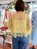 Mallory Crochet Cape Top - Lemon
