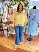 Mallory Crochet Cape Top - Lemon