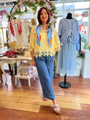 Appleby Floral Neck Scarf - Blue & Orange