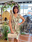 Magic Bay Leaf Print Short Dress - Olive Green