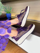 Safety Jogger Chunky Purple Tweed Trainer 618766