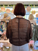 Bromely Crochet Cape Knit Cardi - Chocolate Brown