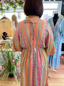 Venetia Boho Dress - Camel, Orange & Pink