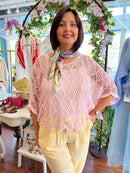 Mallory Crochet Cape Top - Pink