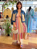 Venetia Boho Dress - Camel, Orange & Pink