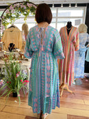 Venetia Boho Dress - Aqua & Pink