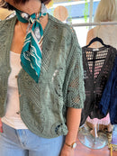 Bromely Crochet Cape Knit Cardi  - Khaki