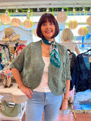 Bromely Crochet Cape Knit Cardi  - Khaki