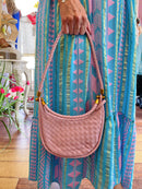 Poppy Woven Saddle Bag - Pink