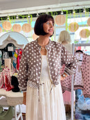 Vivian Polka Dot Bomber Jacket - Mocha & Cream