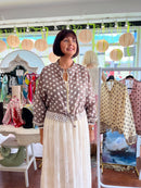 Vivian Polka Dot Bomber Jacket - Mocha & Cream