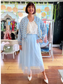 Vivian Polka Dot Bomber Jacket - Blue & Mocha