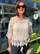 Mallory Crochet Cape Top - Cream