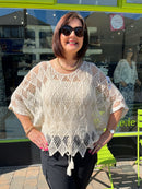 Mallory Crochet Cape Top - Cream