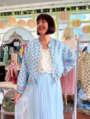 Vivian Polka Dot Bomber Jacket - Blue & Mocha