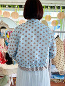 Vivian Polka Dot Bomber Jacket - Blue & Mocha