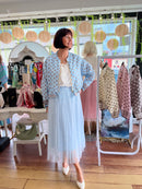 Vivian Polka Dot Bomber Jacket - Blue & Mocha