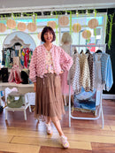 Vivian Polka Dot Bomber Jacket - Pink & Mocha