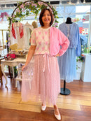 Lily Embroidery Balloon Bomber Jacket - Pink