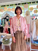 Vivian Polka Dot Bomber Jacket - Pink & Mocha