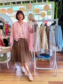 Vivian Polka Dot Bomber Jacket - Pink & Mocha