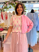 Lily Embroidery Balloon Bomber Jacket - Pink