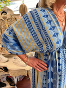 Venetia Boho Dress - Light Blue & Royal Blue