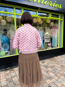 Vivian Polka Dot Bomber Jacket - Pink & Mocha