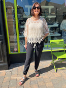 Mallory Crochet Cape Top - Cream