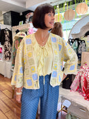 Torin Floral Crochet Cardi - Lemon, Green & Light Blue