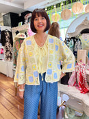 Torin Floral Crochet Cardi - Lemon, Green & Light Blue