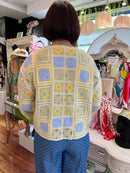 Torin Floral Crochet Cardi - Lemon, Green & Light Blue