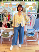 Torin Floral Crochet Cardi - Lemon, Green & Light Blue