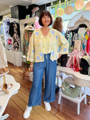 Torin Floral Crochet Cardi - Lemon, Green & Light Blue