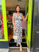 Magic Rose Print Maxi Dress - French Navy